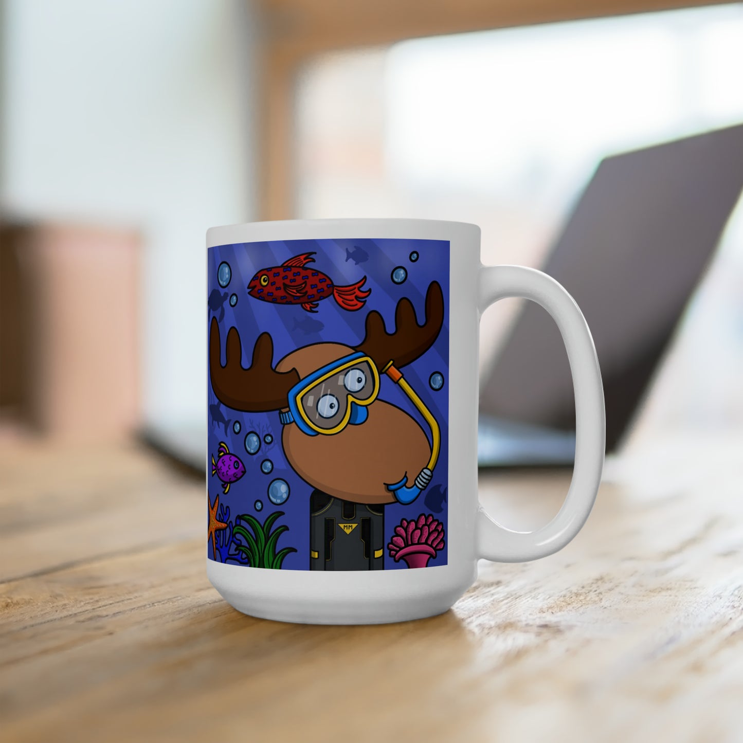 Moose Mayhem Scuba Diving Mug 15oz - Custom Moose Available to Order