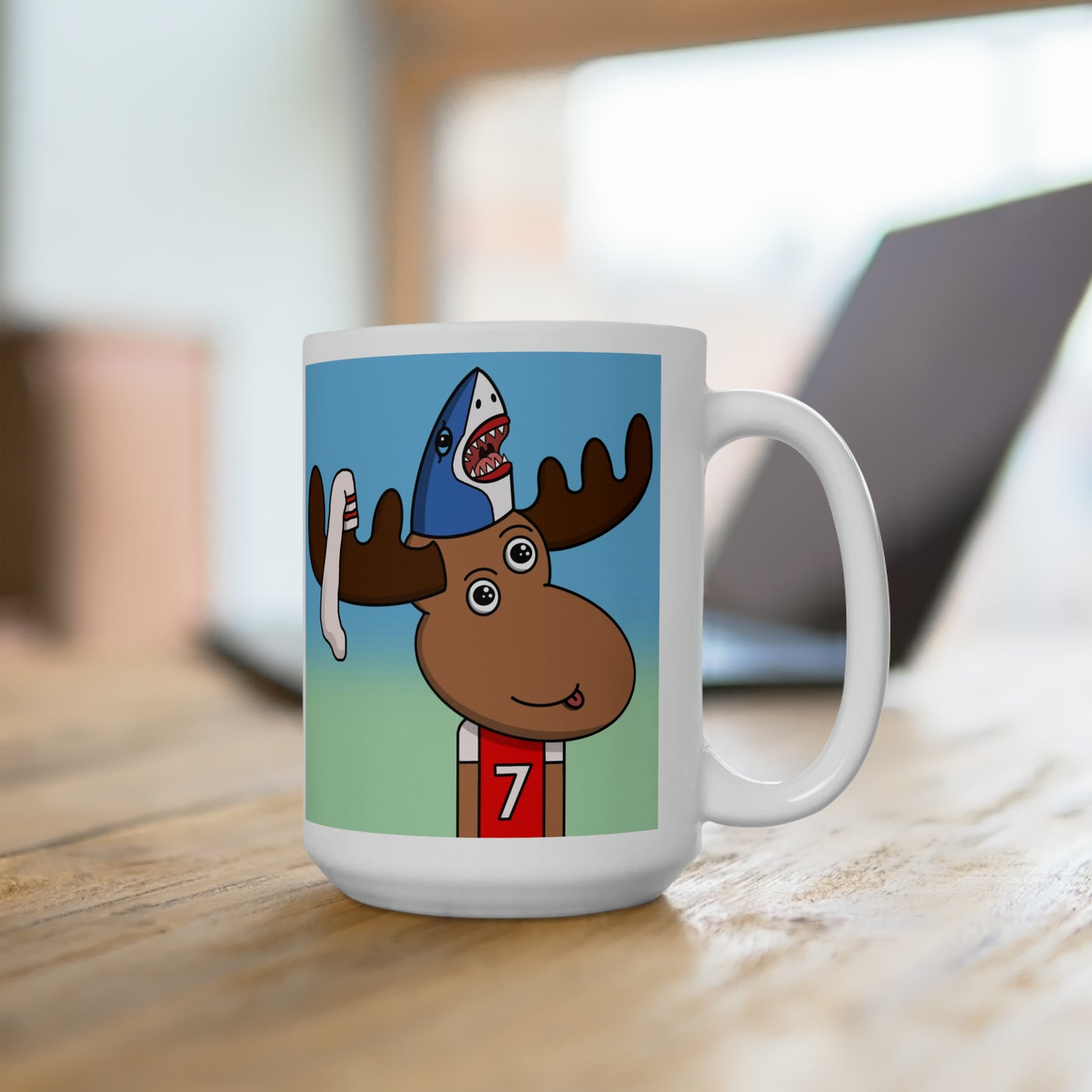 Moose Mayhem Shark and Sock Collectible Ceramic Mug 15oz