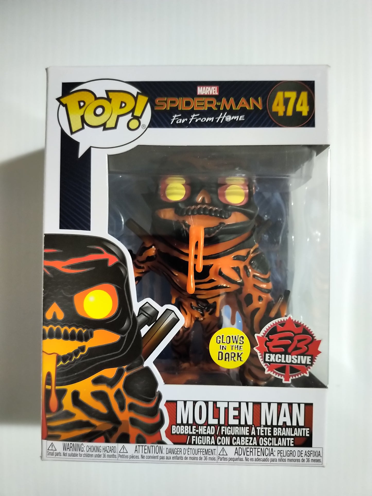 Molten Man Funko Pop #474 EB Exclusive Glow in the Dark Spider-Man Far From Home Marvel