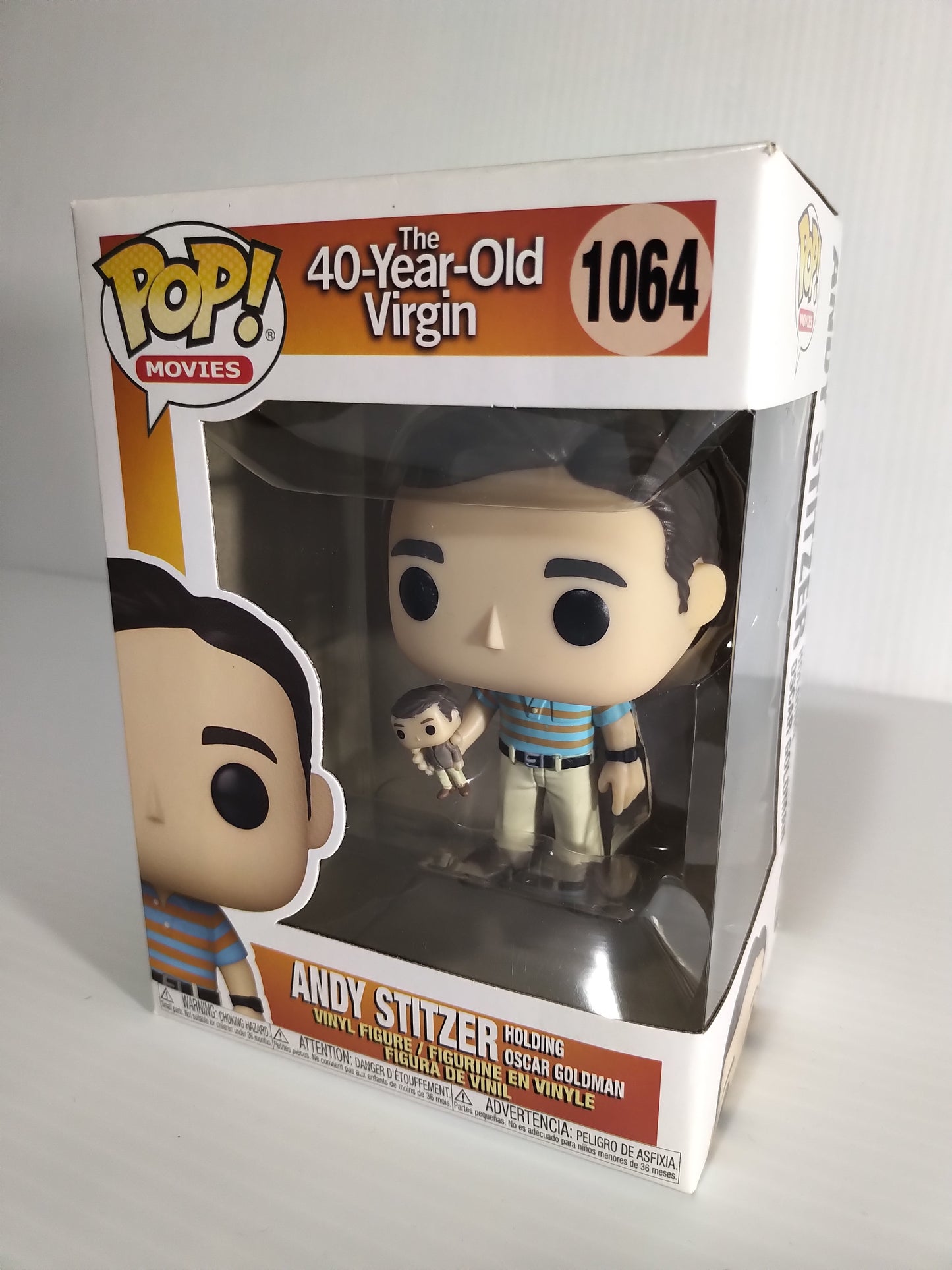 Andy Stitzer Holding Oscar Goldman Funko Pop #1064 The 40-Year-Old Virgin