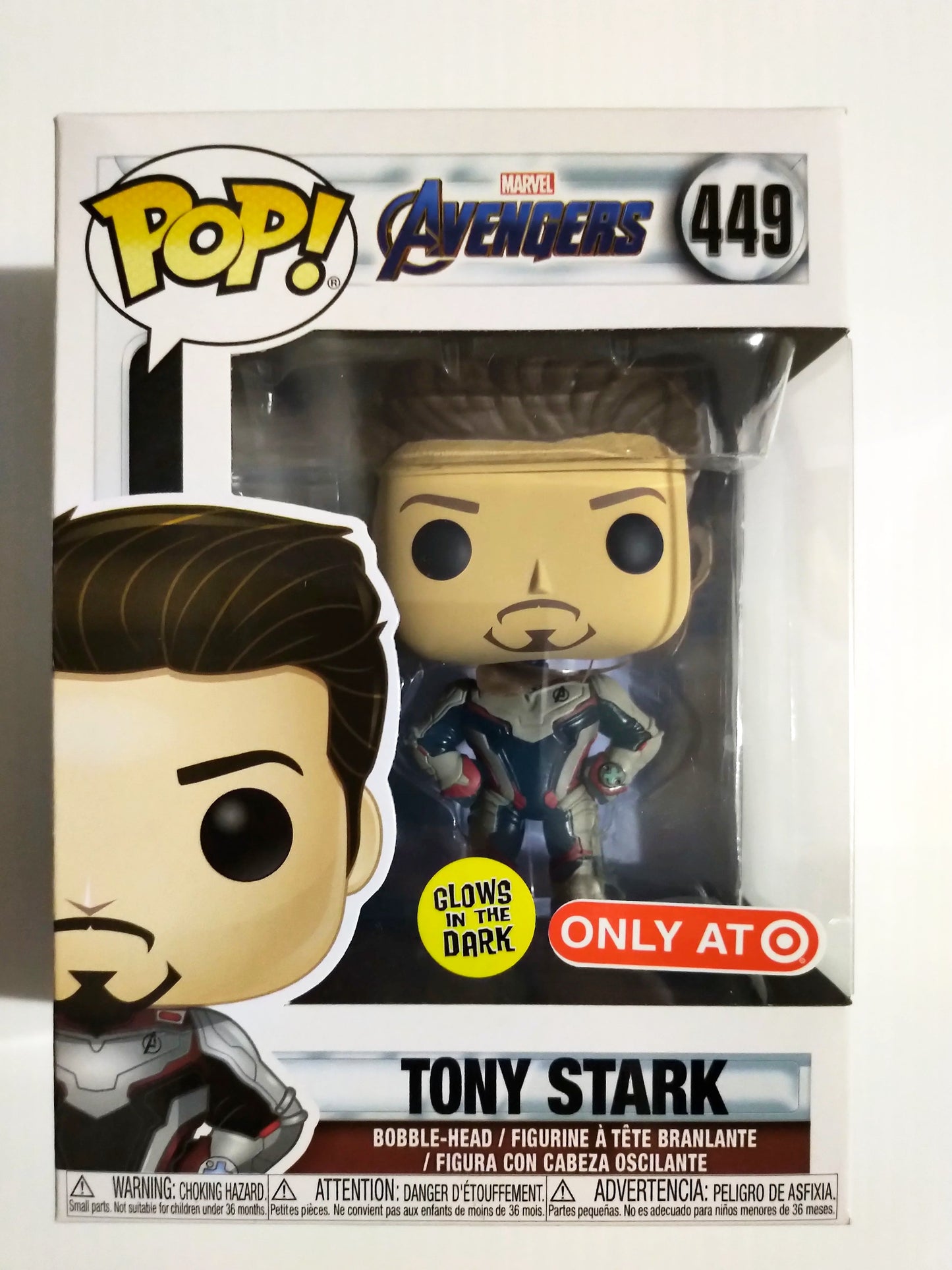 Tony Stark Funko Pop #449 Glow In the Dark Target Exclusive Avengers Marvel