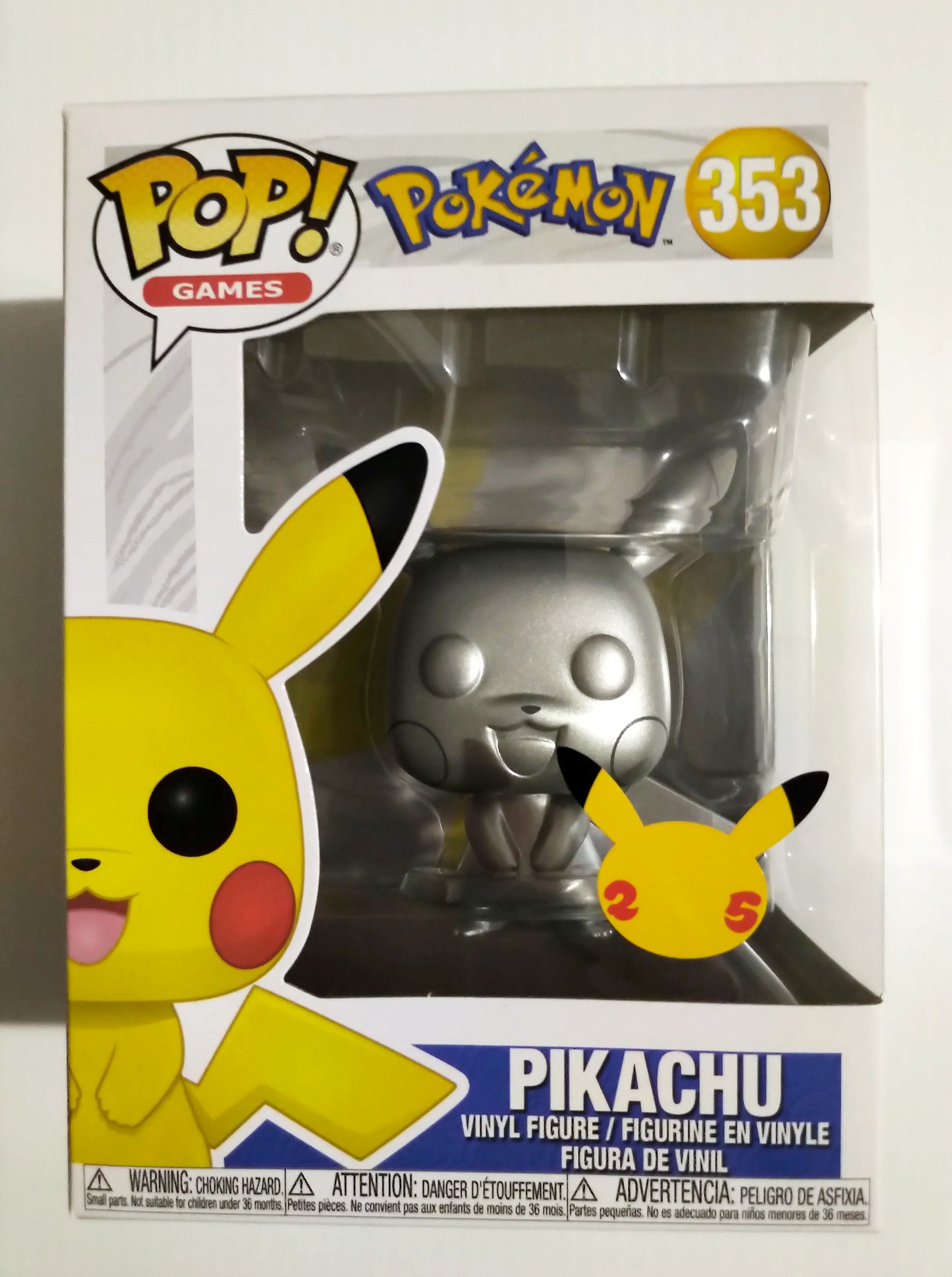 Pikachu Funko Pop #353 Celebrations Sticker Silver Metallic Pokemon