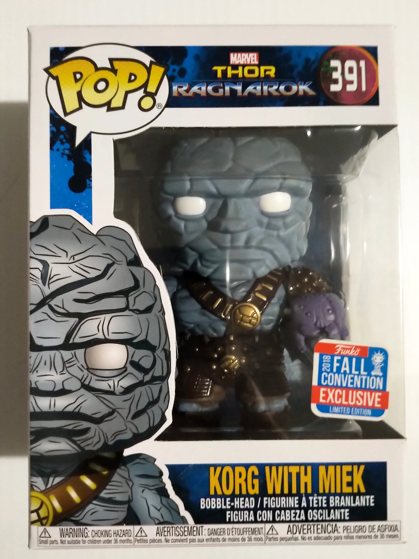 Korg With Miek Funko Pop #391 2018 Fall Convention Exclusive Thor Ragnarok Marvel