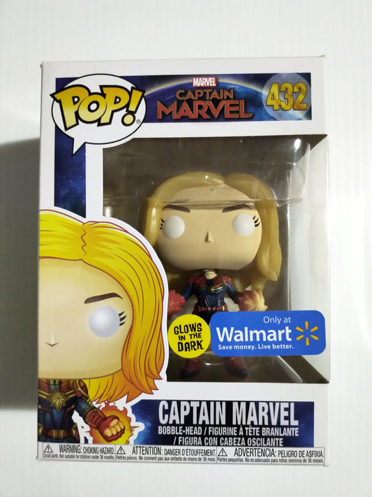 Captain Marvel Funko Pop #432 Marvel Glow in the Dark Walmart Exclusive