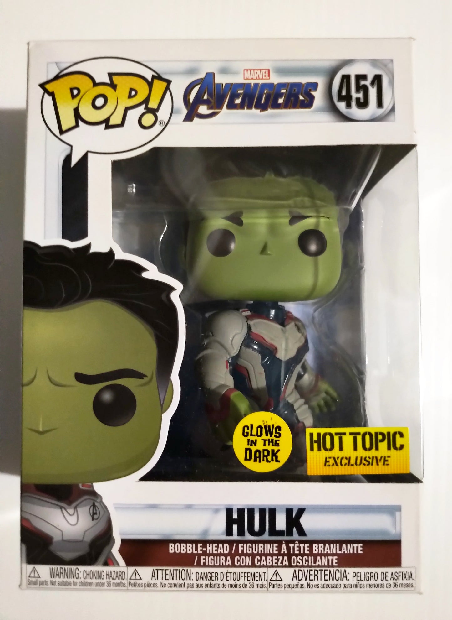 Hulk Funko Pop #451 Glow In the Dark Hot Topic Exclusive Avengers Marvel